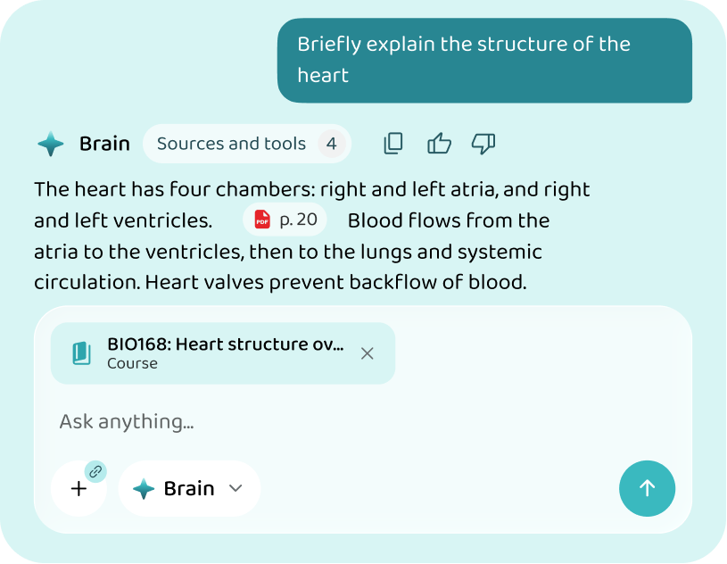Brain answering from the course material