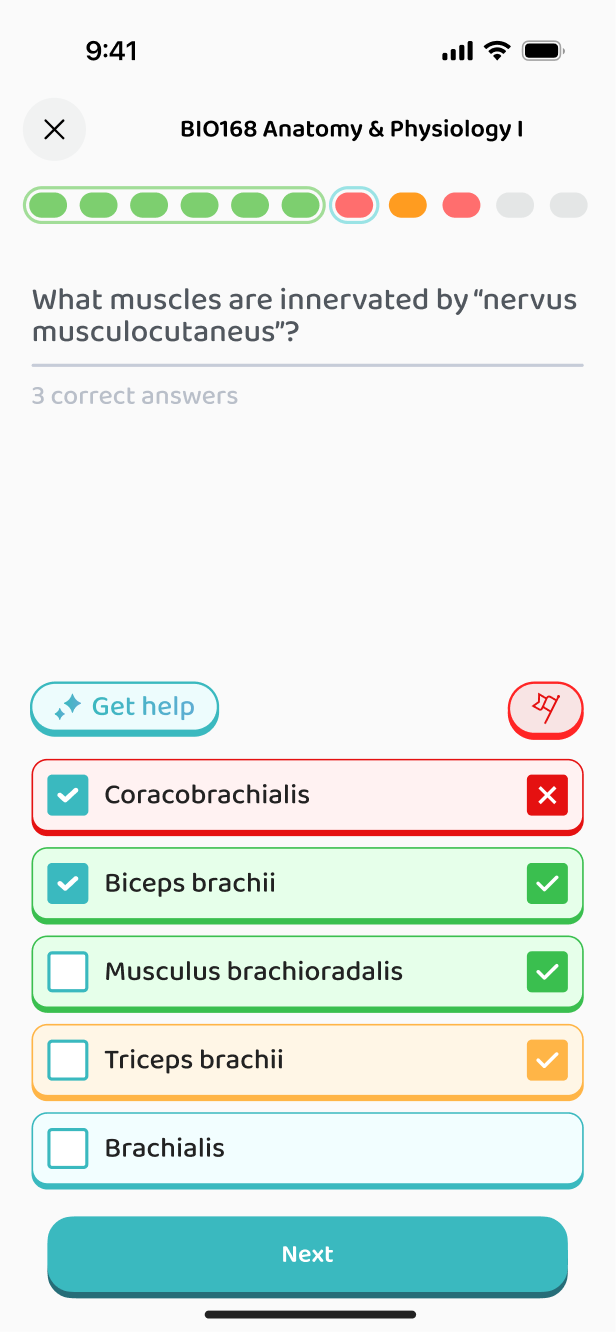 Multiple choice question, graded