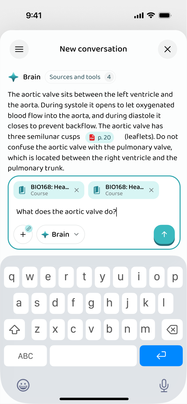 Brain answering from the course material